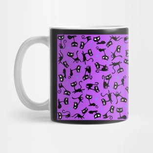 Retro Sassy Tiki Cats with Sparkles (grape version) Mug